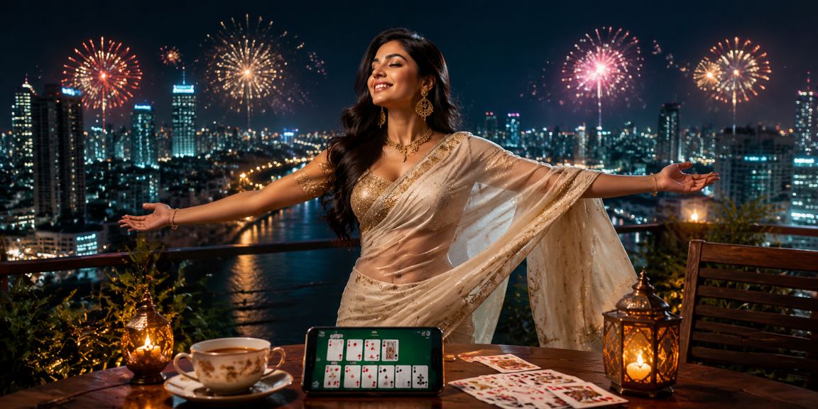 ঢাকায় শাড়ি পরা নারী রামি কার্ড গেম খেলছেন